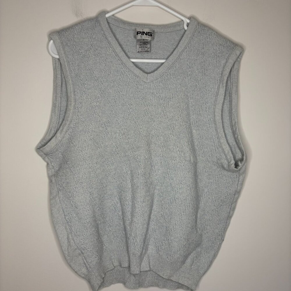 PING Wool Blend Vest Womens L Light Blue Argyle Golf Made in Italy Knit Stretch